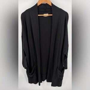 Pact women’s organic cotton airplane wrap open black cardigan Lagenlook size M/L